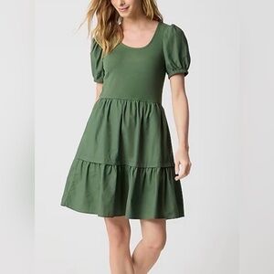 J. Crew Olive Ribbed Knit top tiered bottom. Size M